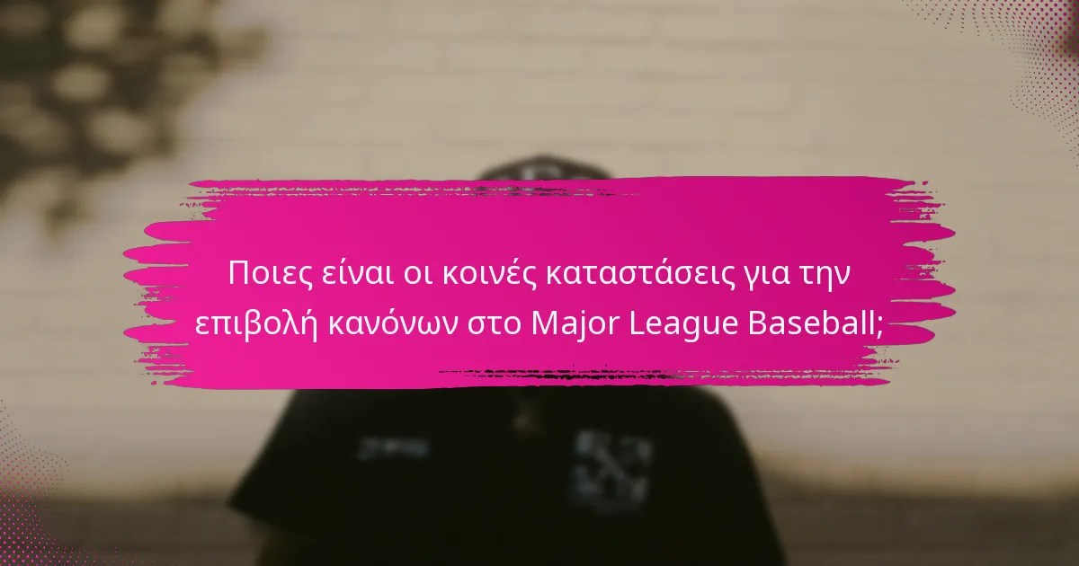 Ποιες είναι οι κοινές καταστάσεις για την επιβολή κανόνων στο Major League Baseball;