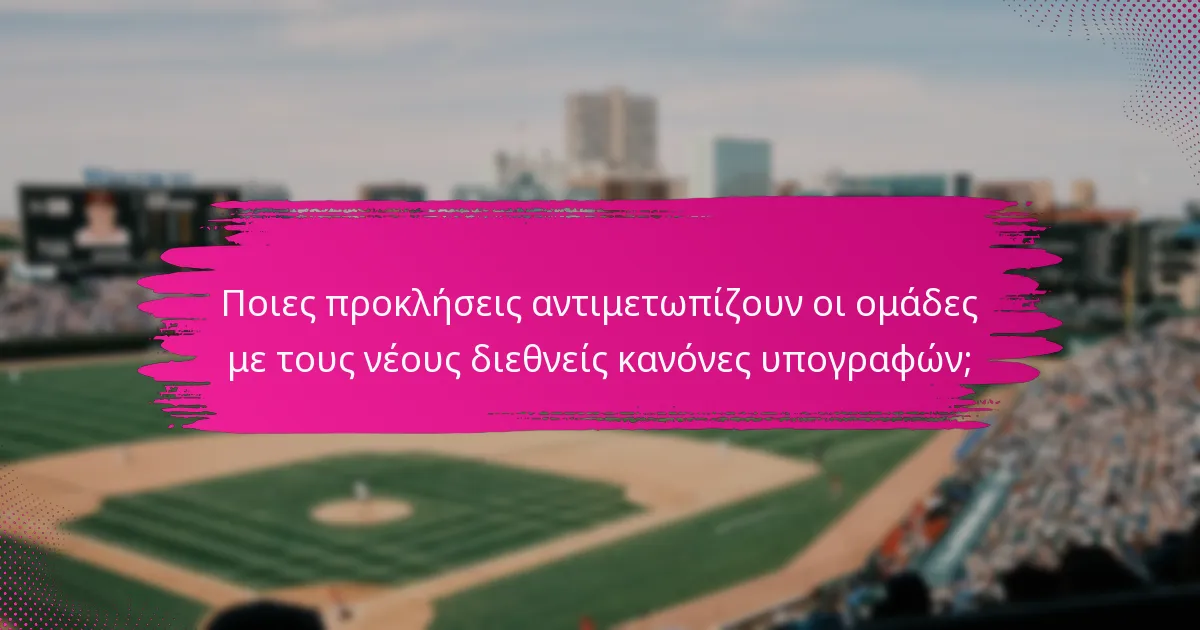 Ποιες προκλήσεις αντιμετωπίζουν οι ομάδες με τους νέους διεθνείς κανόνες υπογραφών;